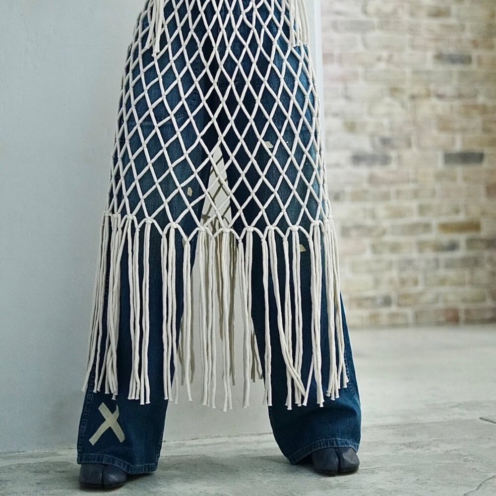 NEW Cream Bohemian Macrame ROPE NET DRESS - Picture 5 of 12